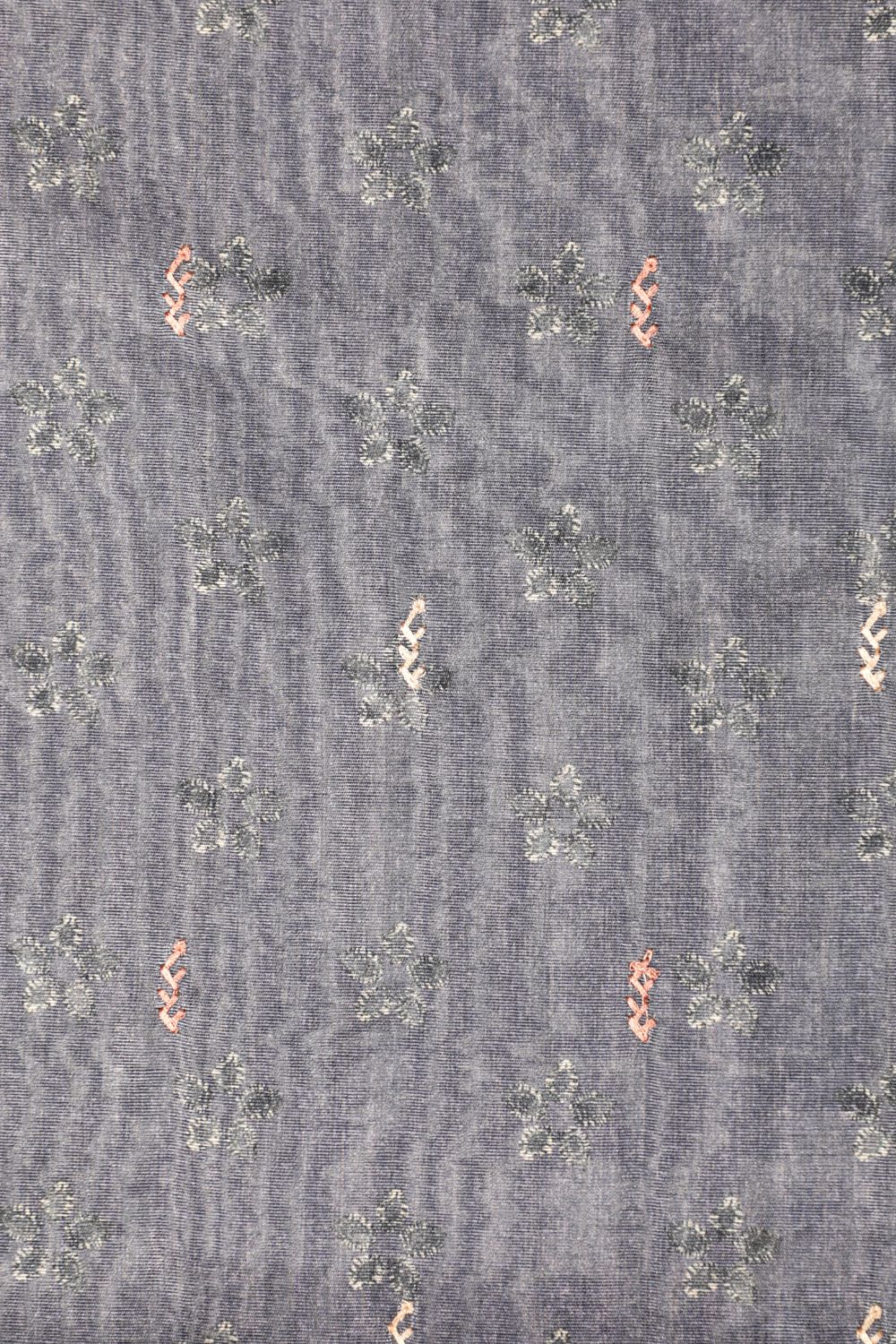 Pure Dusty Grey Chanderi Ghicha Hand Kantha Unstitched Suit Set Geetha Creation