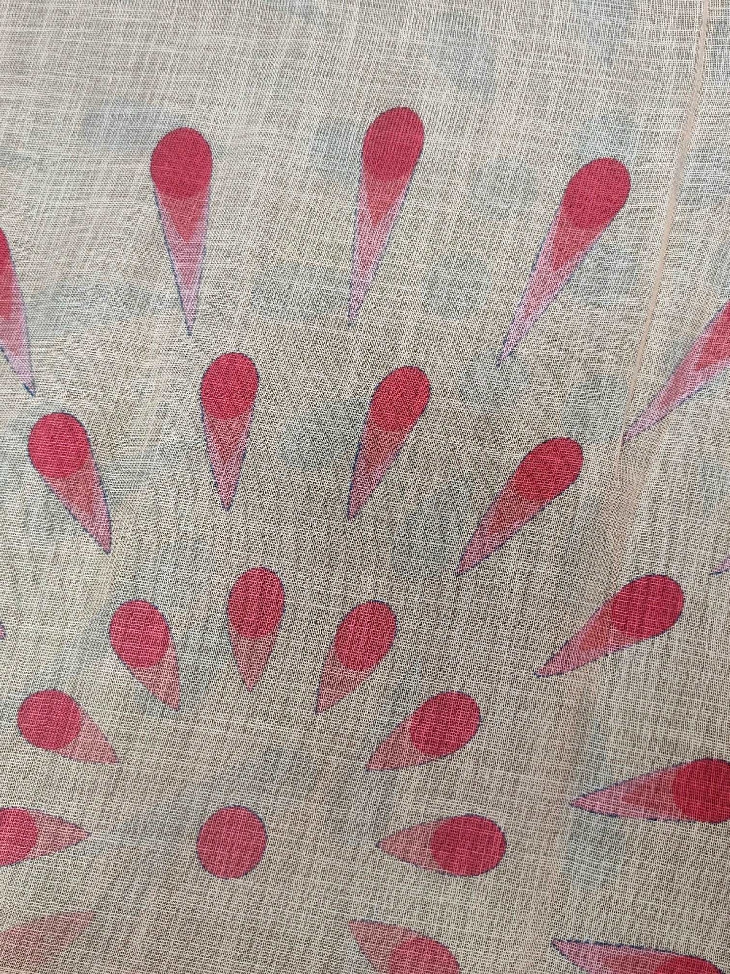 Firecrackers in Cream Abstract Linen Saree
