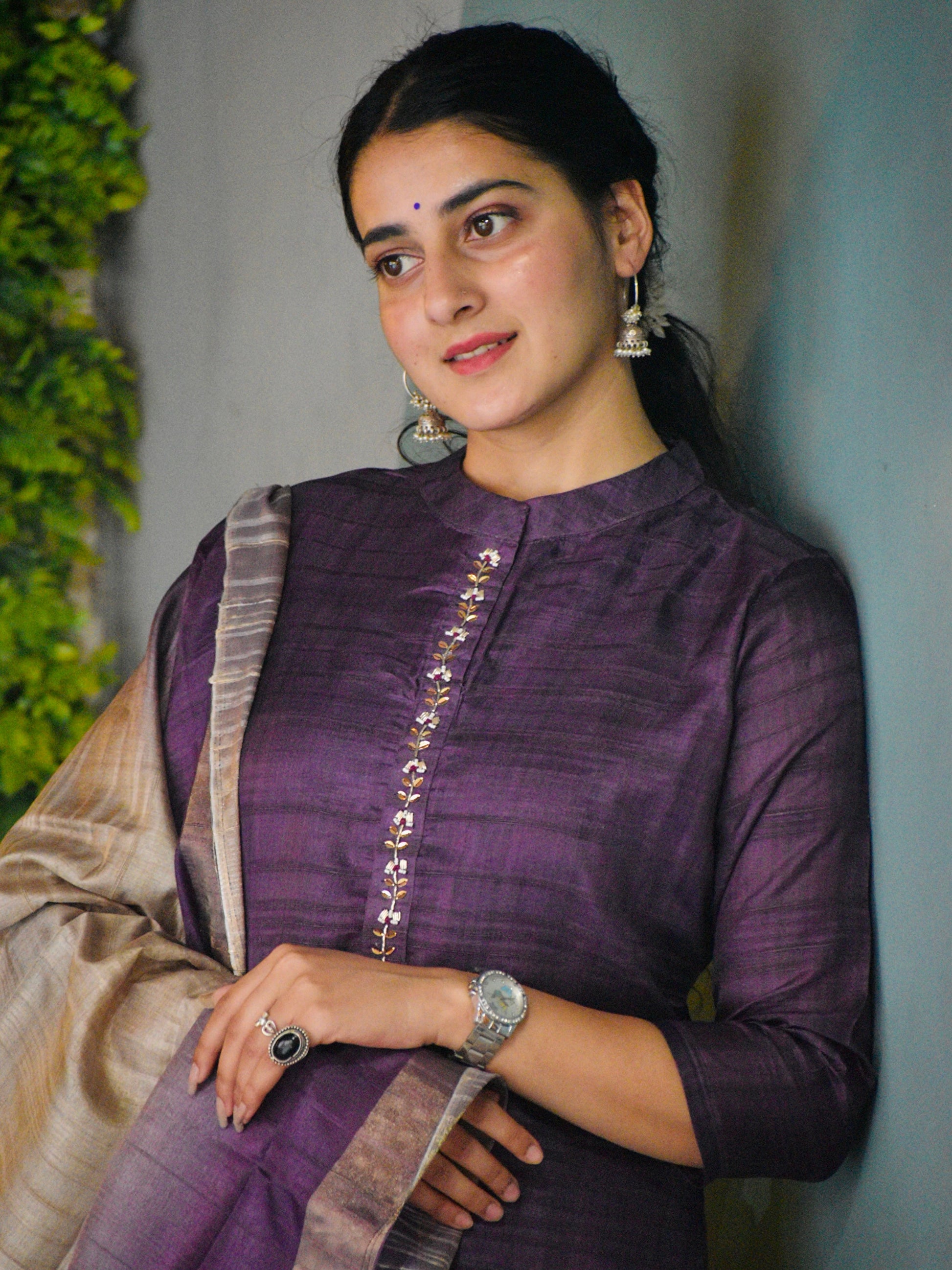 Luxurious Lavender Ready to Wear Silk Kurti Set Geetha Creation