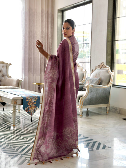 Mulberry Elegance Handloom Tussar Saree Geetha Creation
