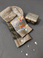 Mystic Lotus Nightfall Handloom Jacquard Border Tussar Saree JQ2 Geetha Creation