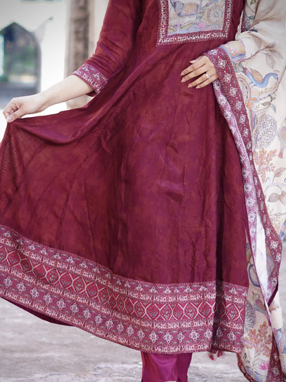 Heritage Wine Ready to Wear Anarkali Dress