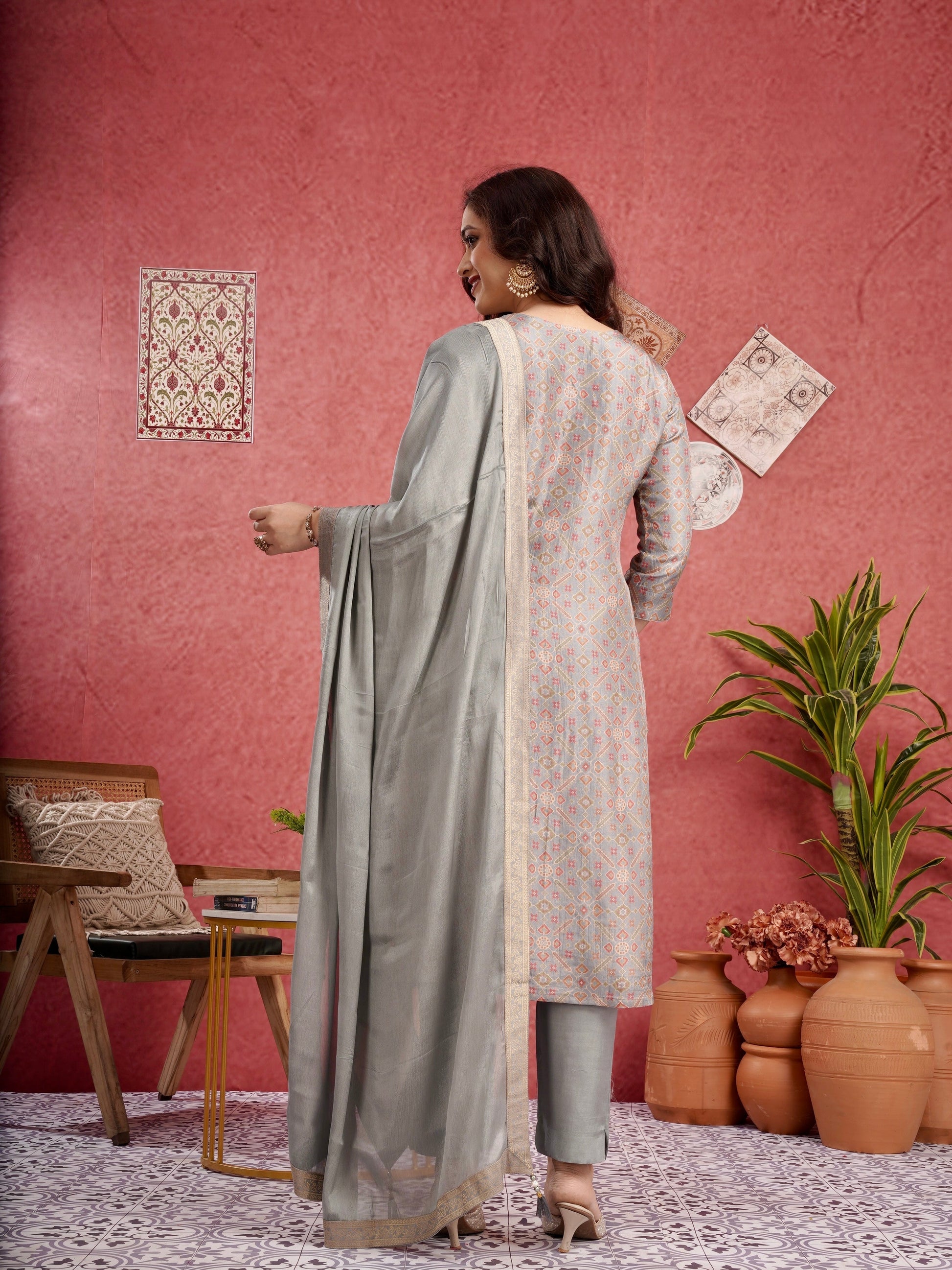 Classic Patola Ready to Wear Pure Dola Silk Kurti Set Geetha Creation