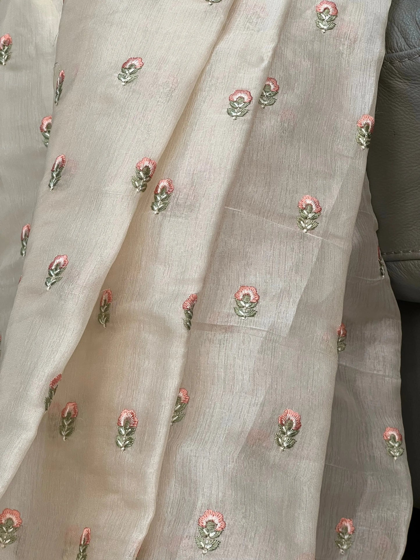 Creamy Soft Satin Saree with Embroidered Butti CSE Geetha Creation