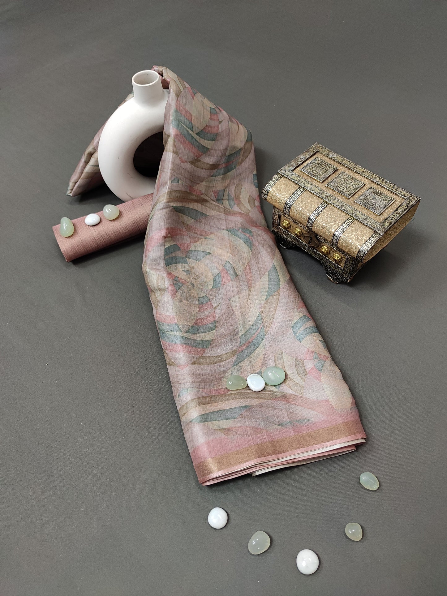 Pastel Pink Enchanted Spectrum Radiant Satin Saree CSB1 Geetha Creation