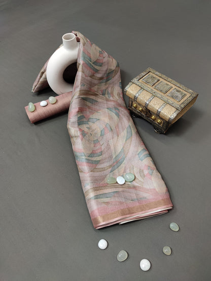 Pastel Pink Enchanted Spectrum Radiant Satin Saree CSB1 Geetha Creation