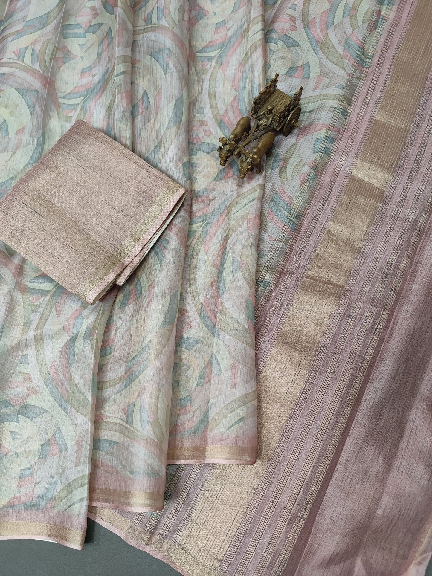 Pastel Pink Enchanted Spectrum Radiant Satin Saree CSB1 Geetha Creation