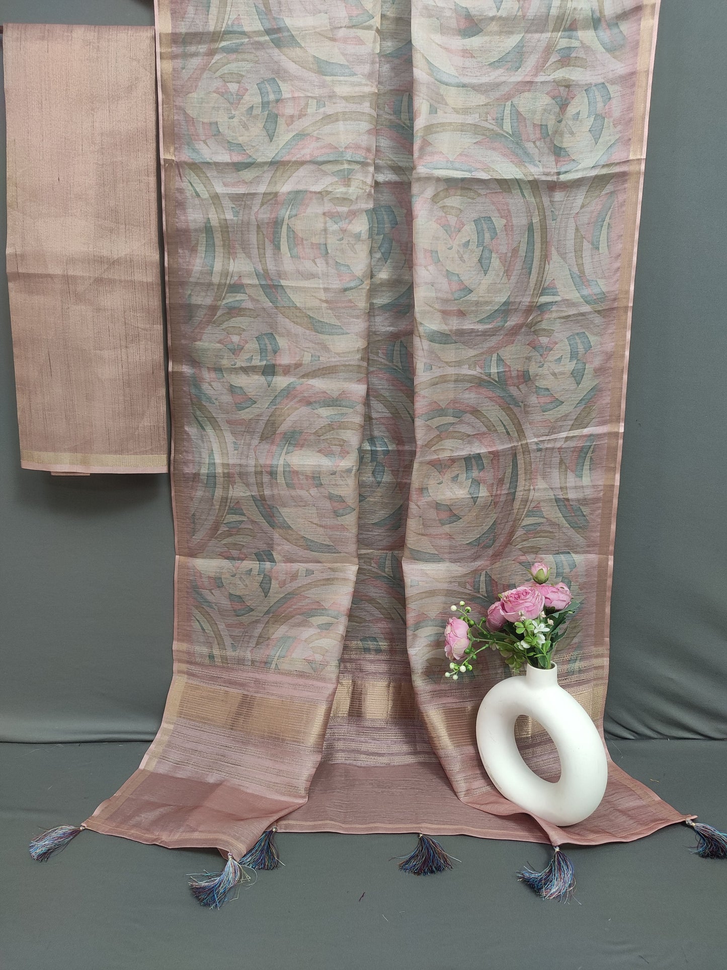 Pastel Pink Enchanted Spectrum Radiant Satin Saree CSB1 Geetha Creation