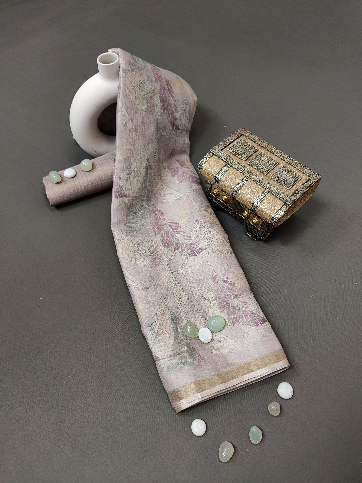 Lilac Vineyard Floral Radiant Satin Saree CSB1 Geetha Creation