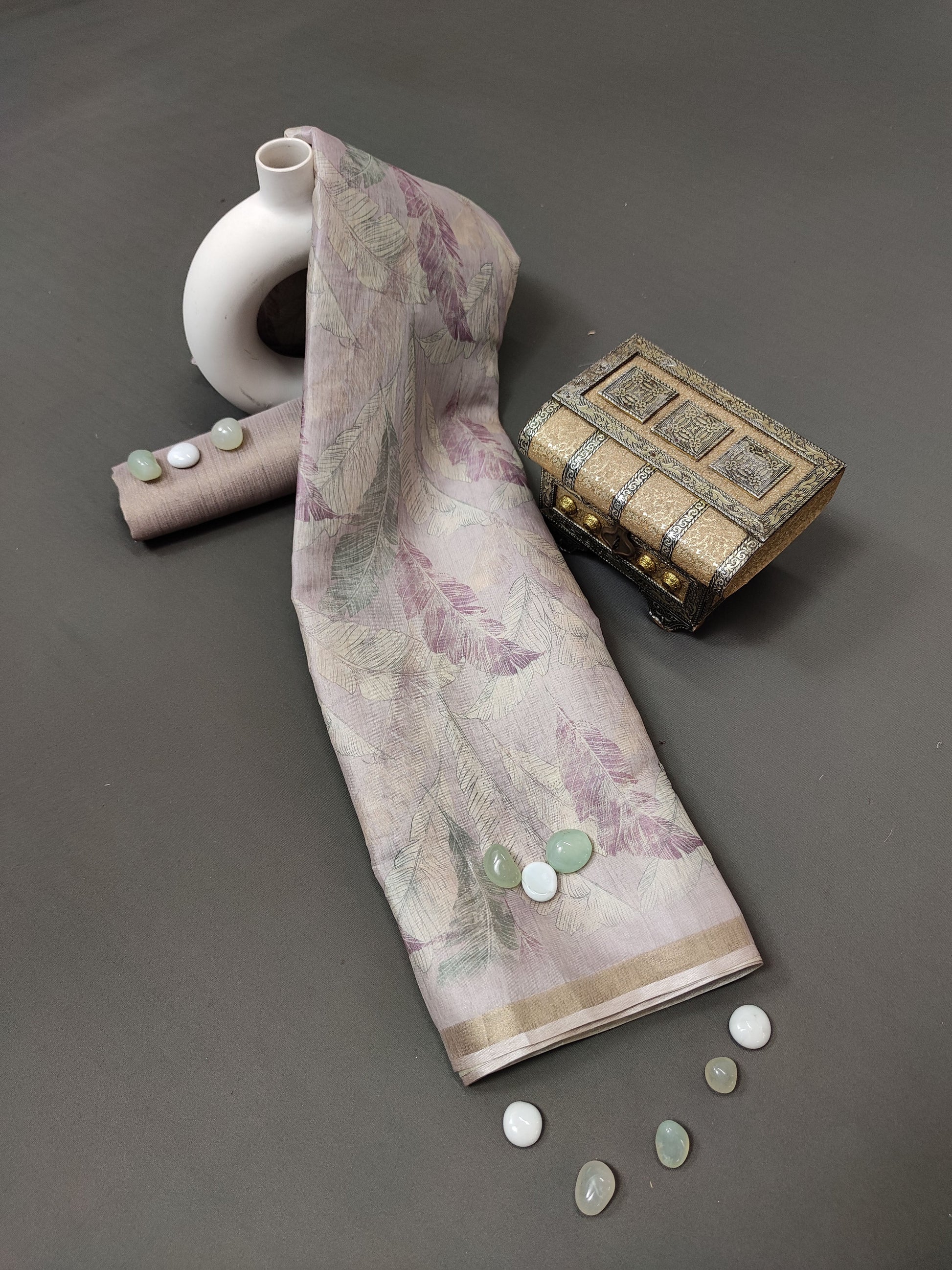 Lilac Vineyard Floral Radiant Satin Saree CSB1 Geetha Creation