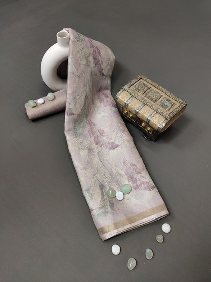 Lilac Vineyard Floral Radiant Satin Saree CSB1 Geetha Creation