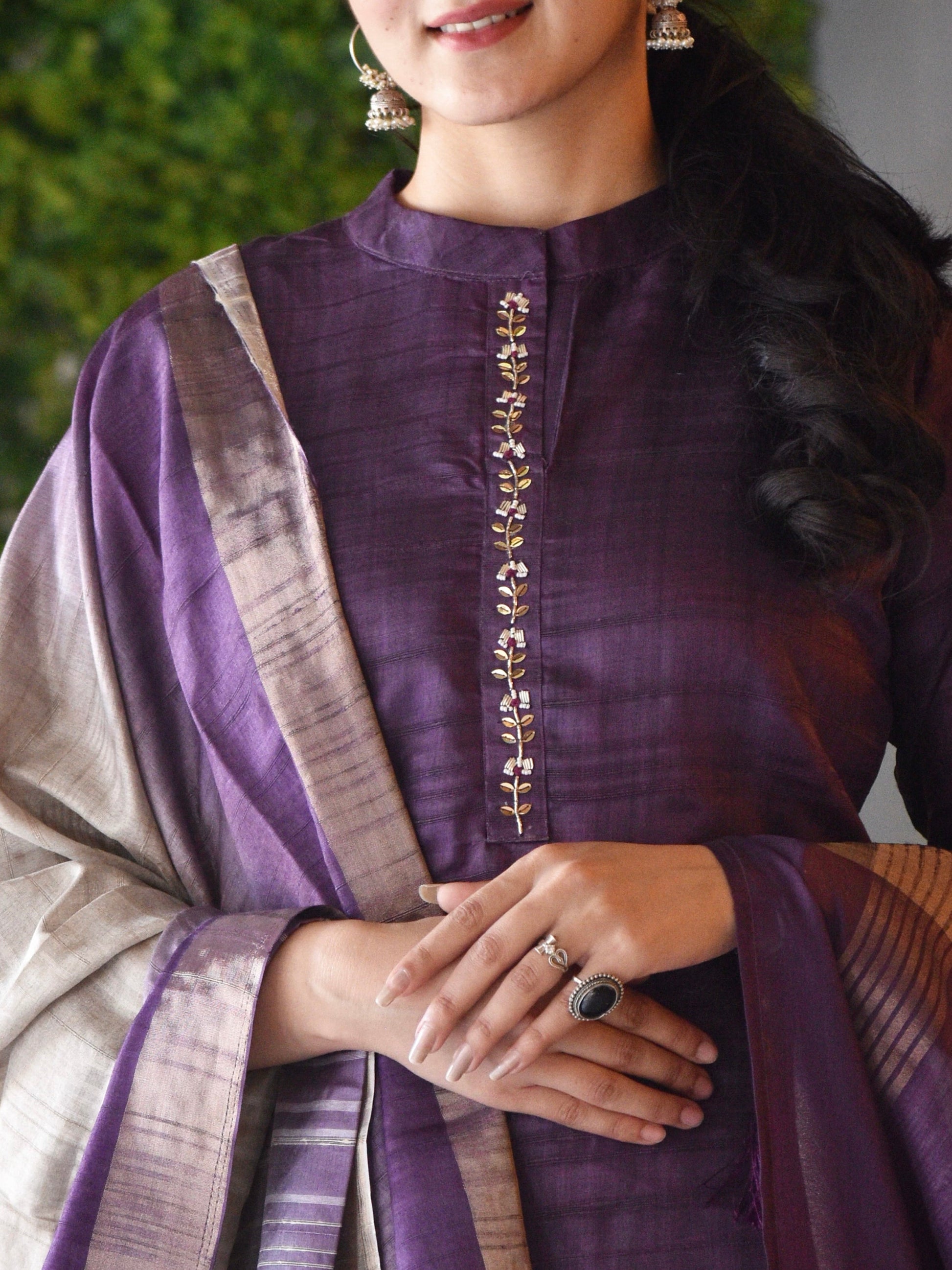 Luxurious Lavender Ready to Wear Silk Kurti Set Geetha Creation