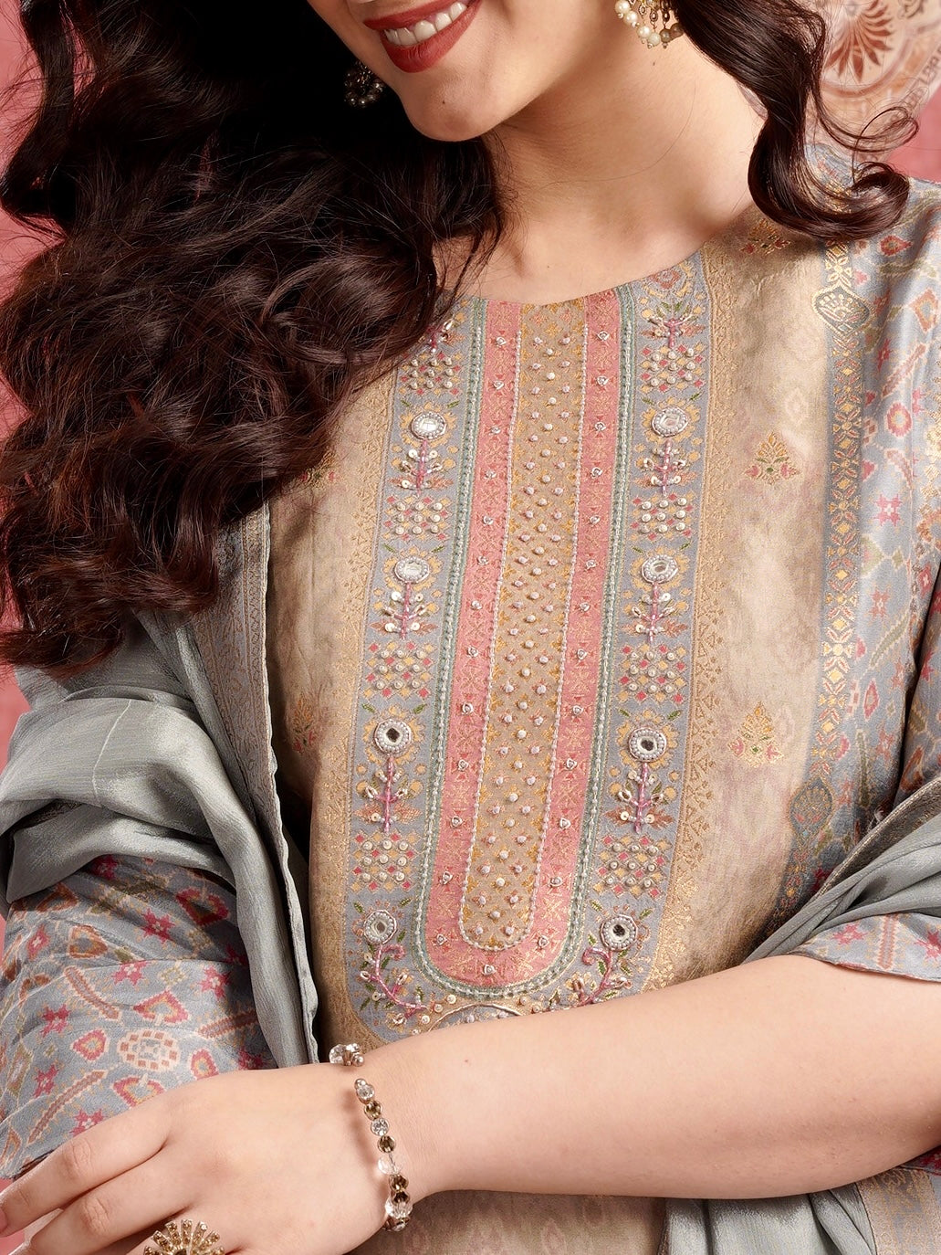 Classic Patola Ready to Wear Pure Dola Silk Kurti Set Geetha Creation