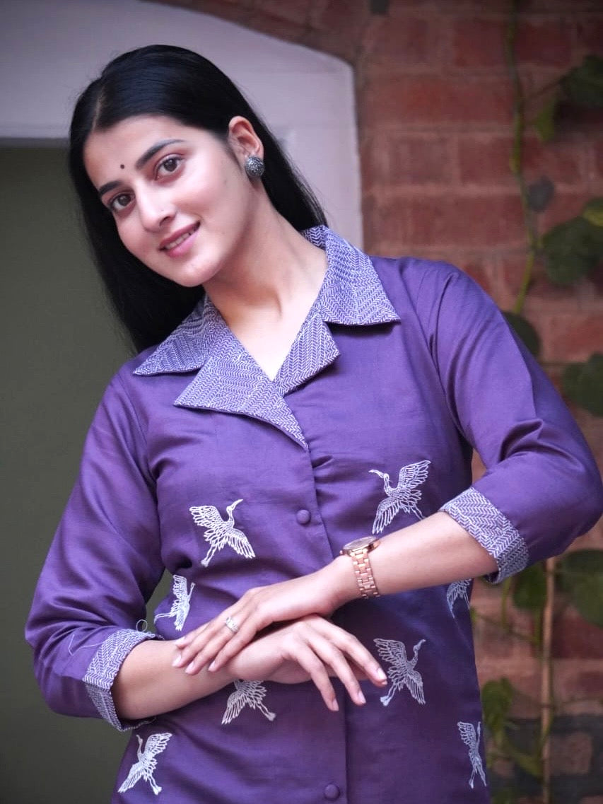 Majestic Mauve Cotton Silk Co-ord Set