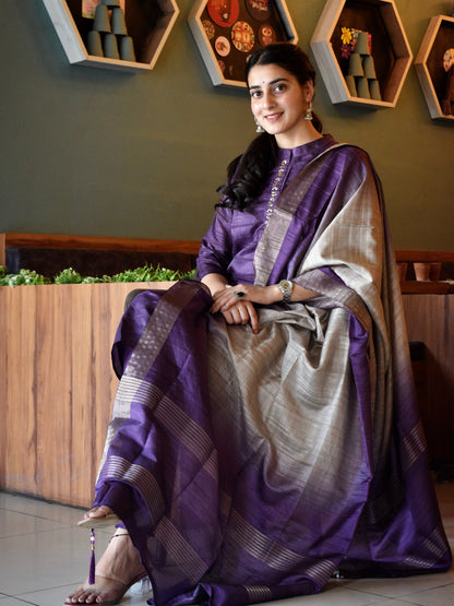 Luxurious Lavender Ready to Wear Silk Kurti Set Geetha Creation