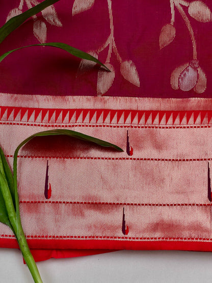 Royal Red Buttery Soft Silk Paithani Saree Geetha Creation