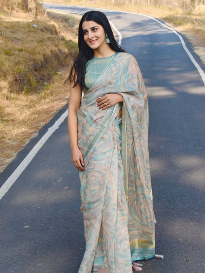 Teal Blue Enchanted Spectrum Radiant Satin Saree CSB1 Geetha Creation