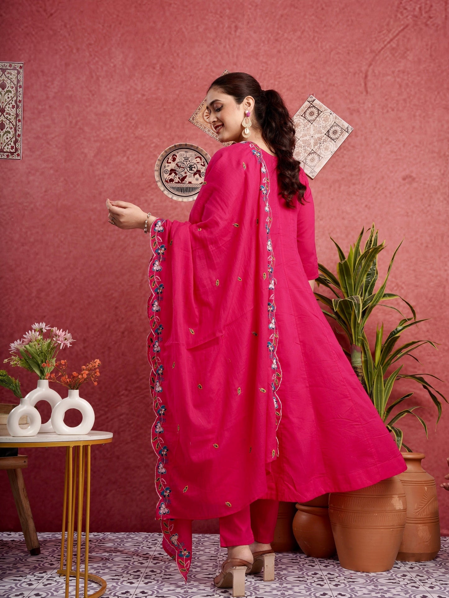 Pakeezah Pink Pure Mul Cotton Anarkali Dress Geetha Creation