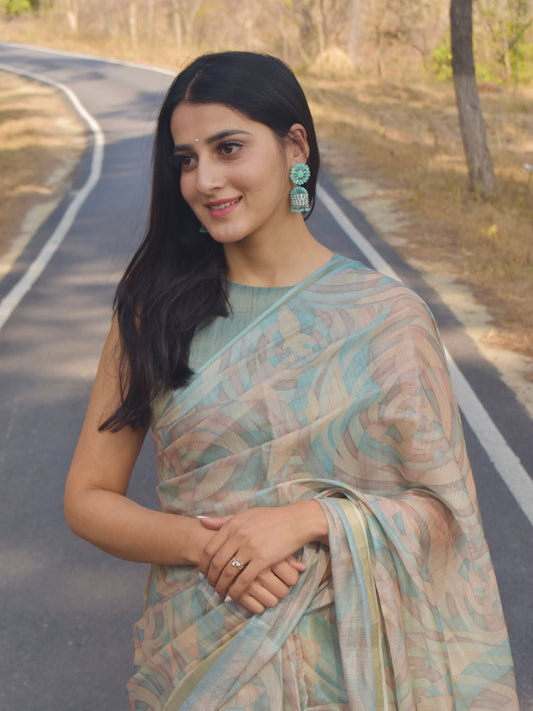 Teal Blue Enchanted Spectrum Radiant Satin Saree CSB1 Geetha Creation