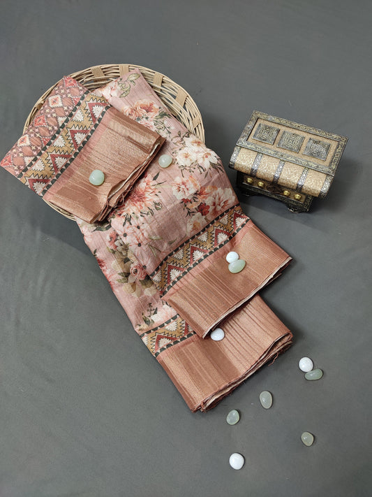 Strawberry Blush Harmony Chapa Handloom Tussar Saree CA1 Geetha Creation