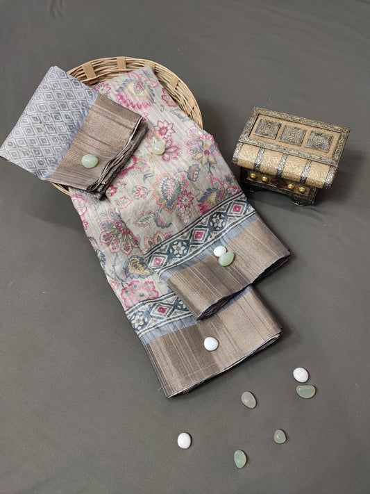 Spring Breeze Blooms Chapa Handloom Tussar Saree CA1 Geetha Creation