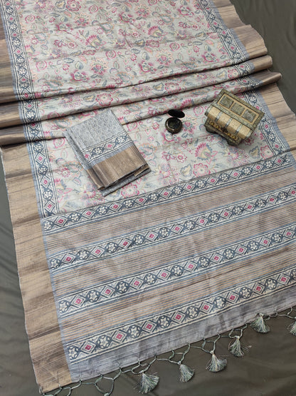 Spring Breeze Blooms Chapa Handloom Tussar Saree CA1 Geetha Creation
