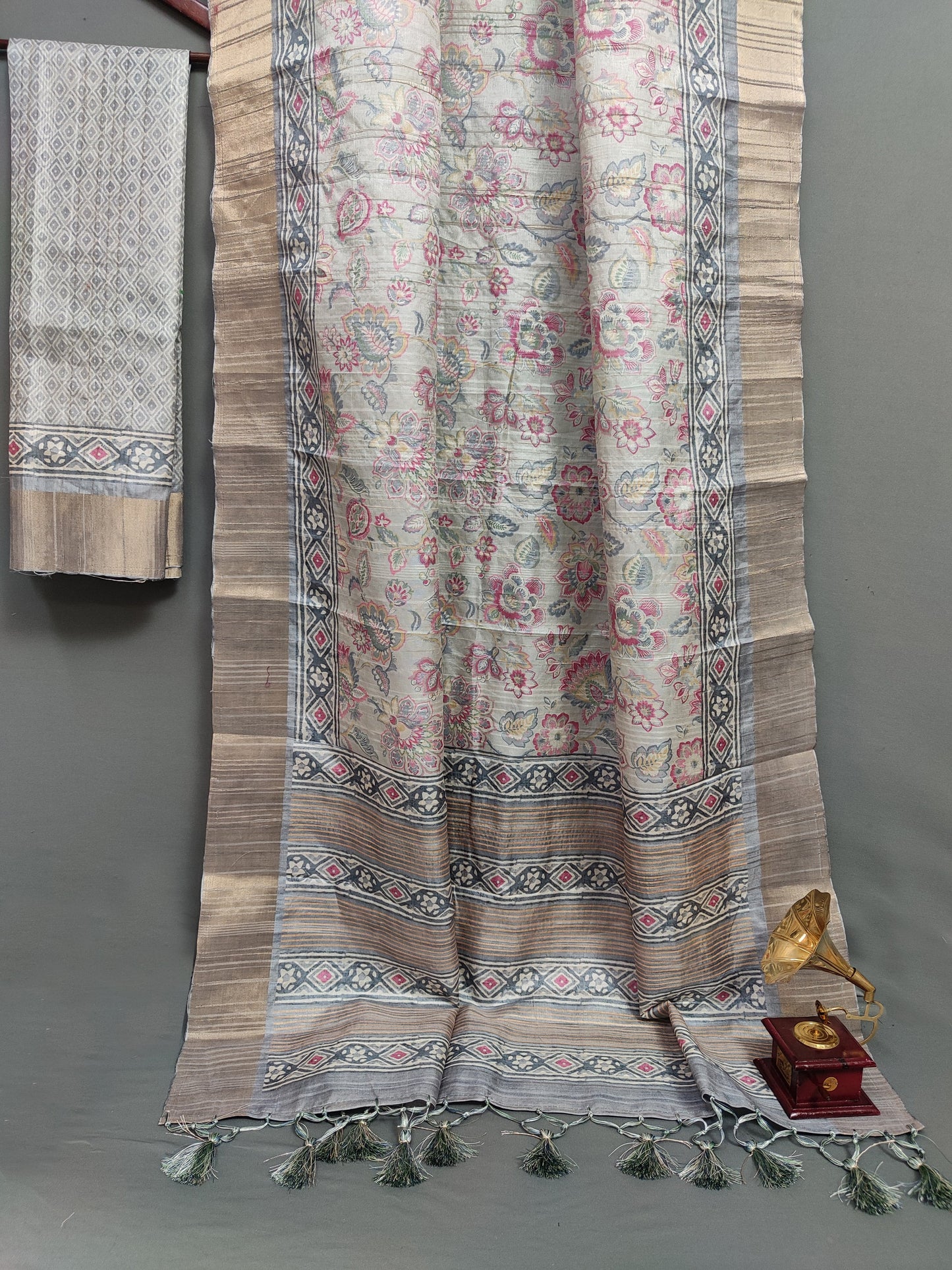 Spring Breeze Blooms Chapa Handloom Tussar Saree CA1 Geetha Creation