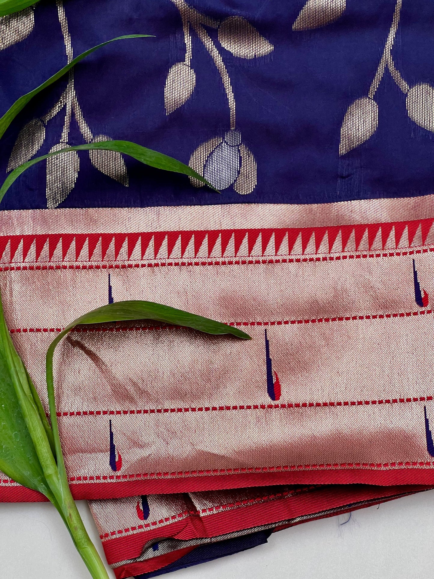 Royal Blue Buttery Soft Silk Paithani Saree - Geetha Creation