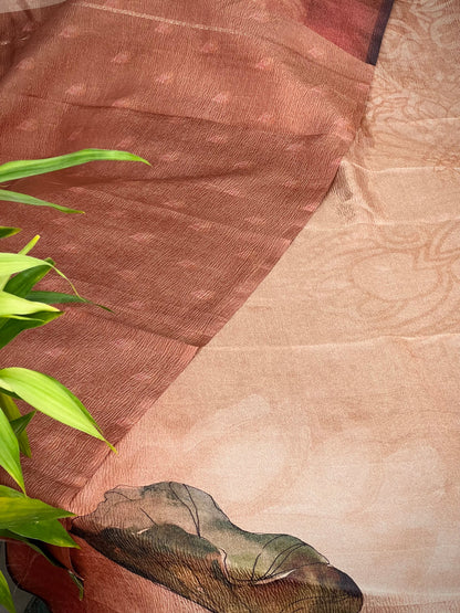 Lotus in Eethnic World in Tussar Tissue Crushed Saree Geetha Creation