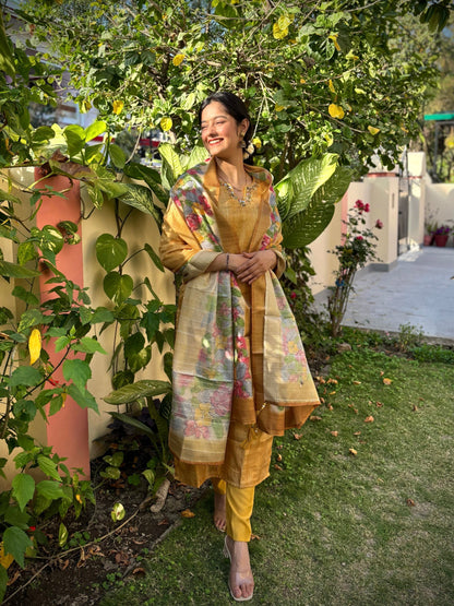 Haldi Mehendi Special Yellow with Floral Ready to Wear Salwar Set Geetha Creation