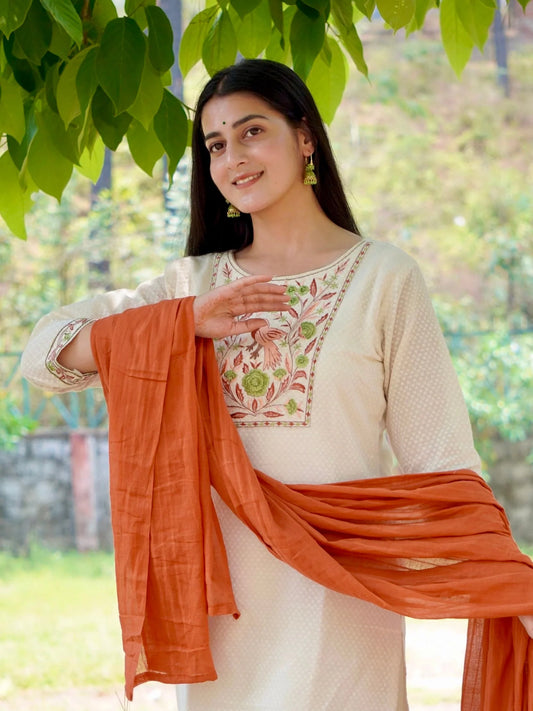 Dreamy Soft Orange and Cream Pure Cotton Dress