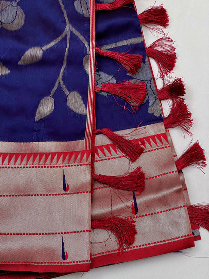 Royal Blue Buttery Soft Silk Paithani Saree - Geetha Creation