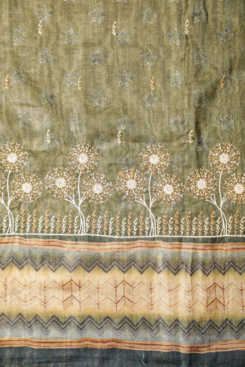 Pure Dusky Rose  Hand Kantha in Chanderi Ghicha Unstitched Suit set Geetha Creation
