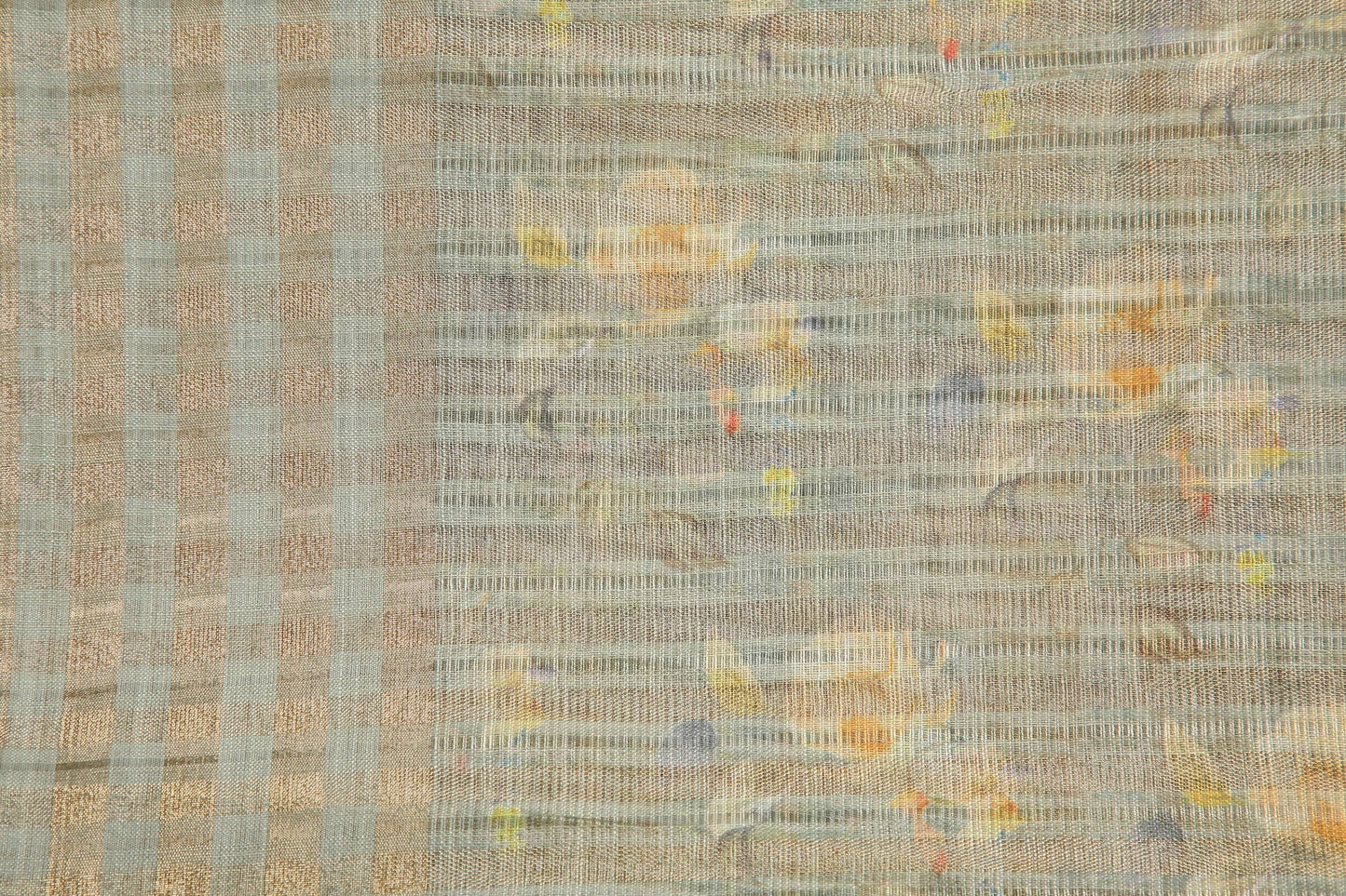 Charming Cider Pastel Floral Linen Saree Geetha Creation