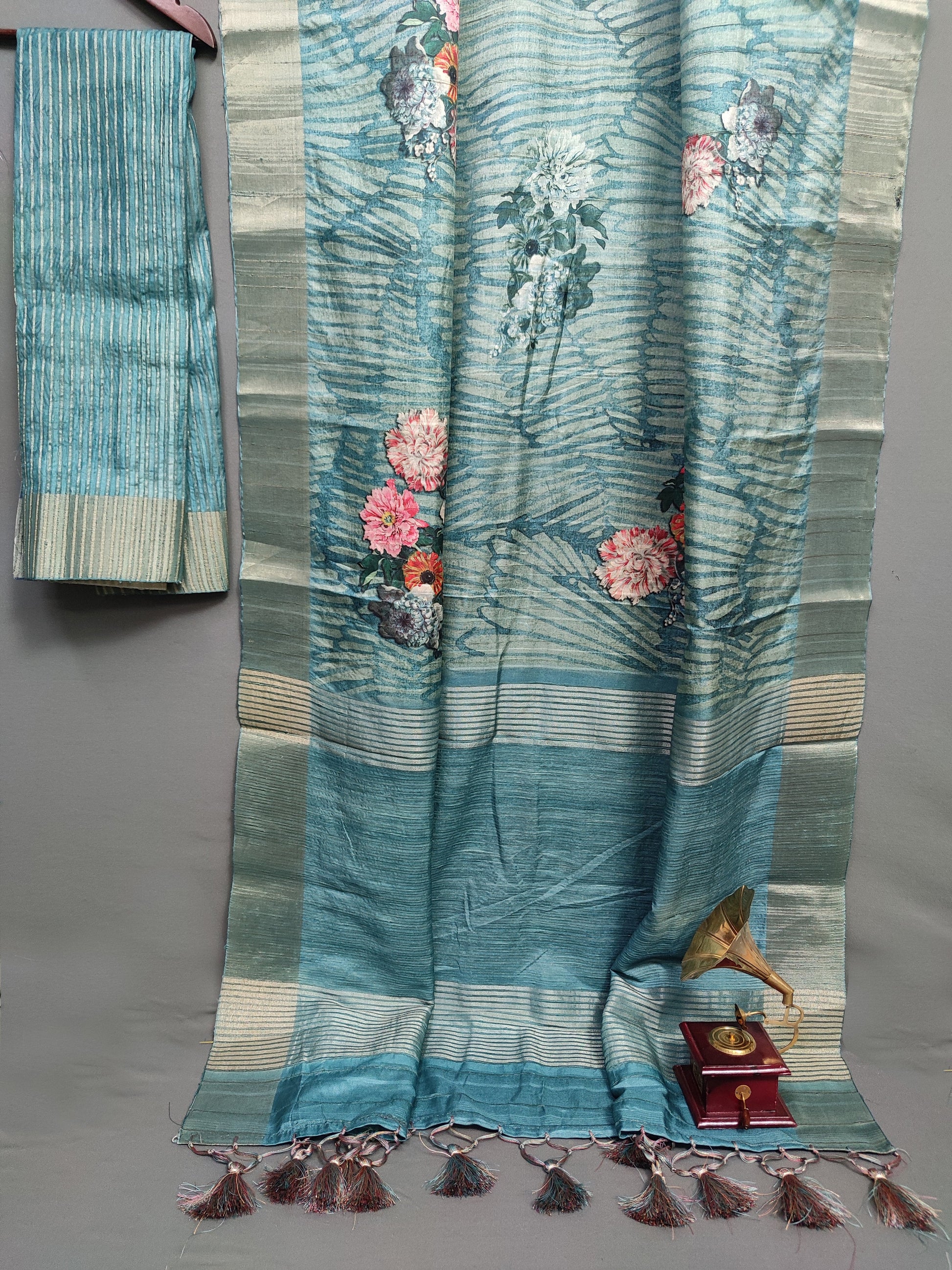 Oceanic Opulence Handloom Tussar Saree C4 Geetha Creation