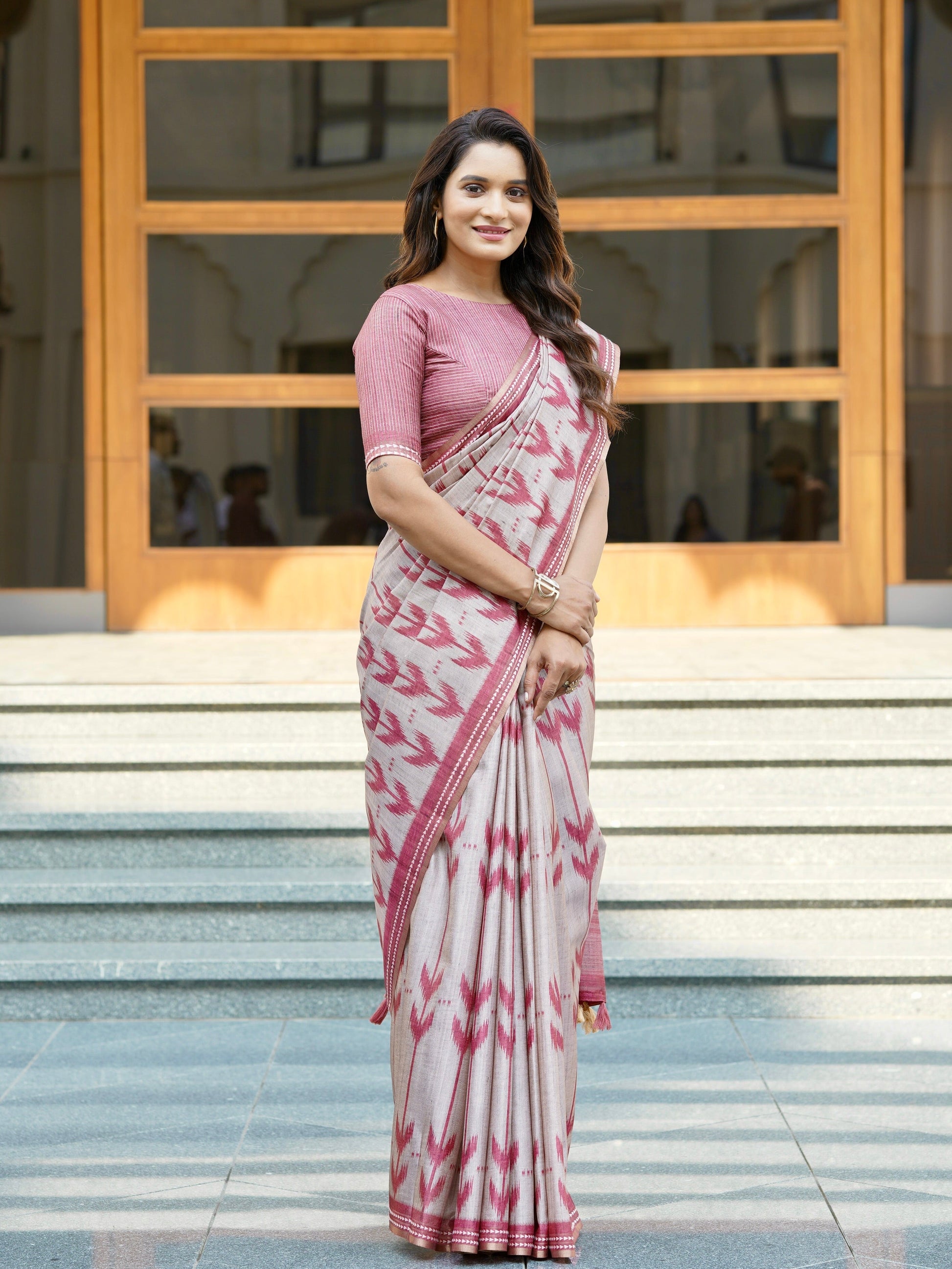 Grace of Rust Ikat Handloom Tussar Saree Geetha Creation