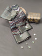 Obsidian Spectrum Symphony Handloom Tussar Saree C4 Geetha Creation