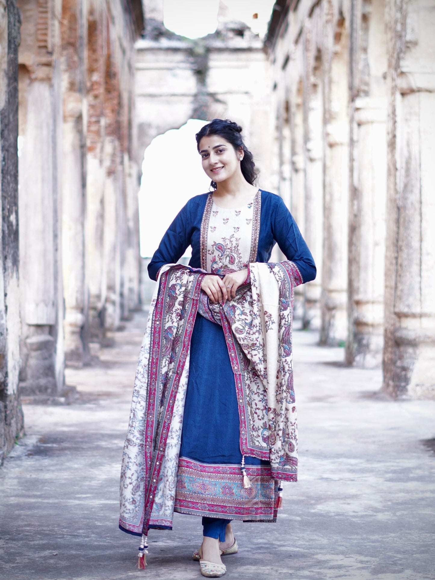 Heritage Blue Ready to Wear Anarkali Dress