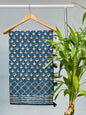 Blue Maze Kantha Stitch Tussar Saree