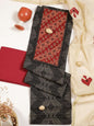 Bandhani Black Olive Applique cotton unstitched suit set.