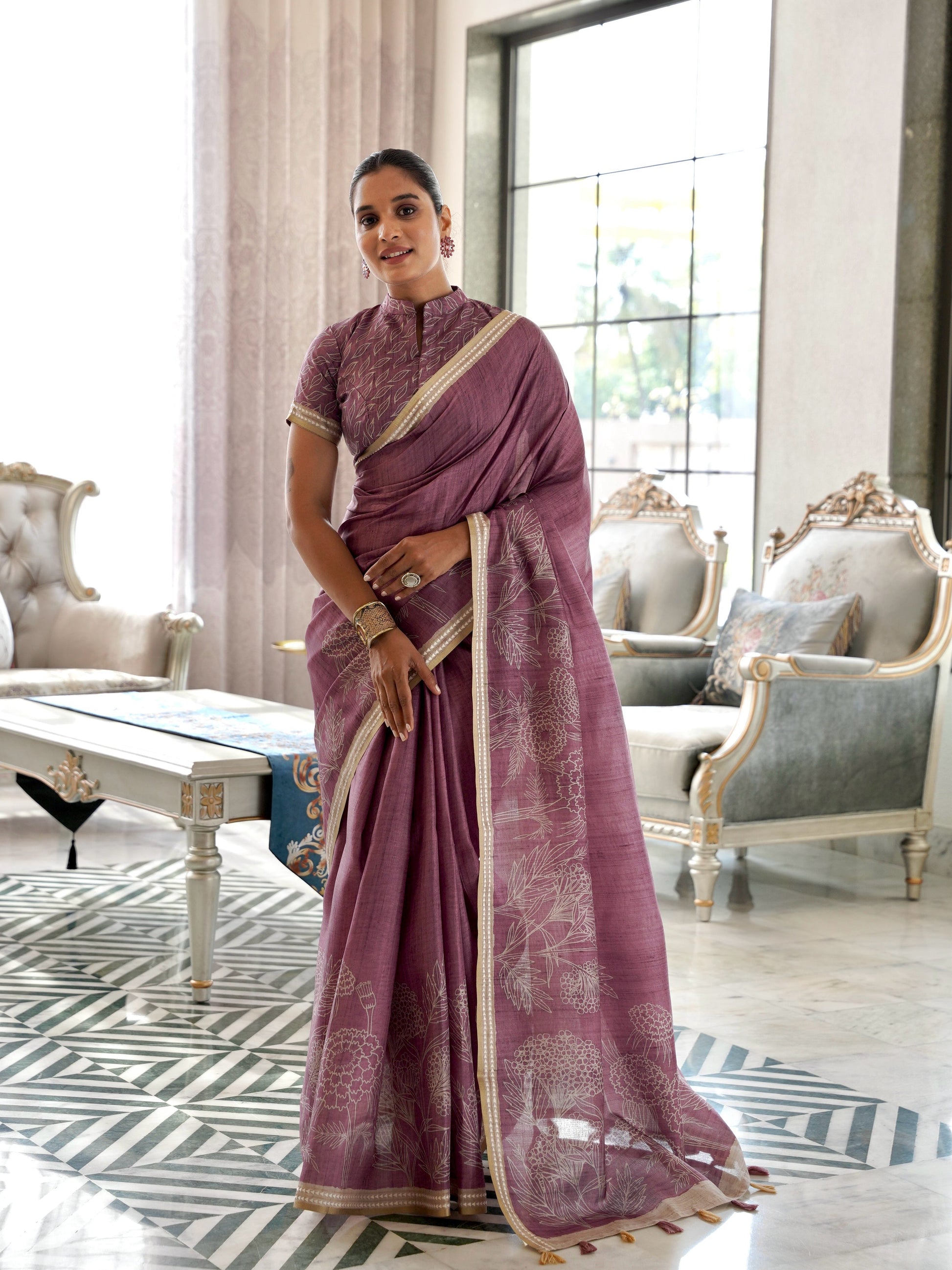 Mulberry Elegance Handloom Tussar Saree Geetha Creation