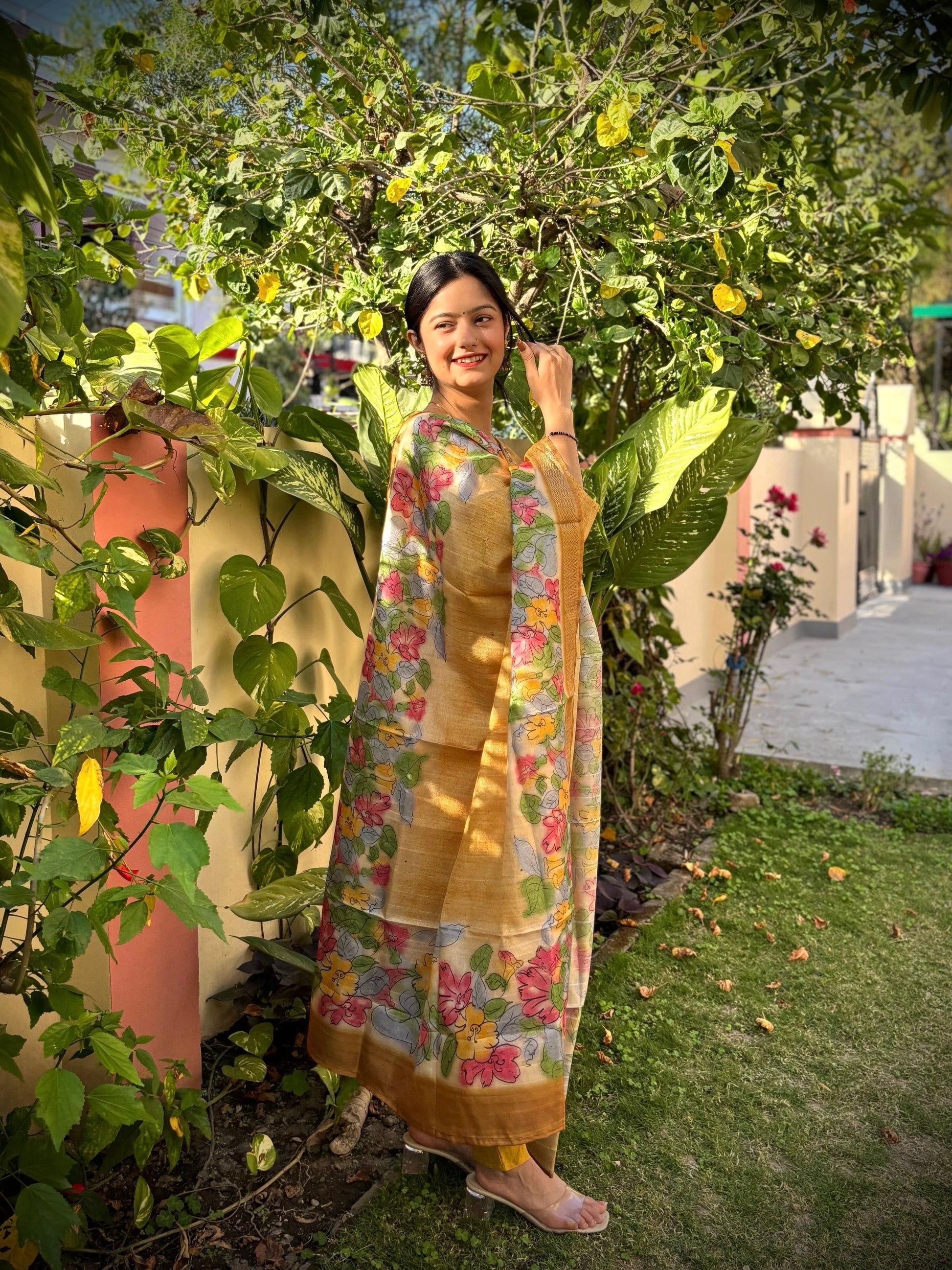 Haldi Mehendi Special Yellow with Floral Ready to Wear Salwar Set Geetha Creation