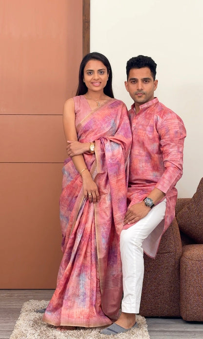 Palette of Happiness Unstitched Couple Set Geetha Creation