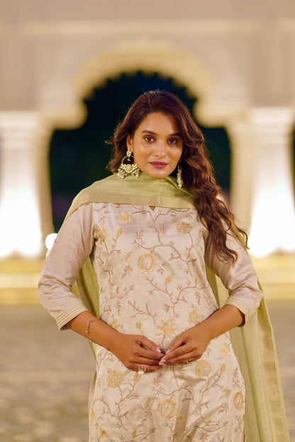 Araanya Embroidered Ready to Wear Silk Kurti Set Geetha Creation