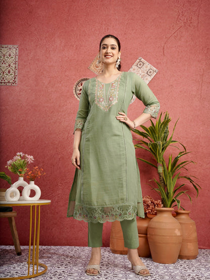Ethnic Green Pure Cotton Kota Doria Dress Geetha Creation