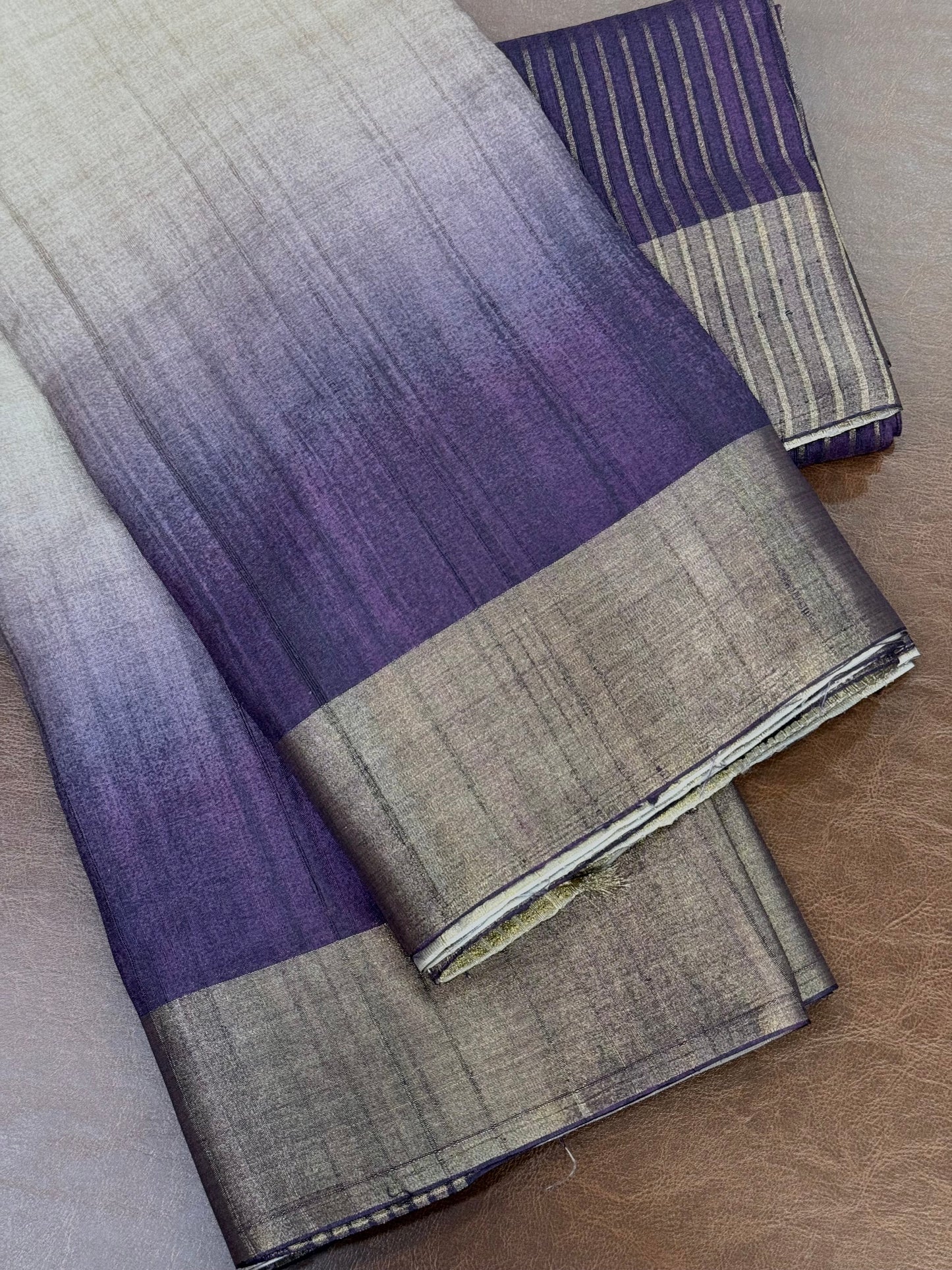 Luxurious Lavender with Chikoo Semi Tussar Saree Geetha Creation