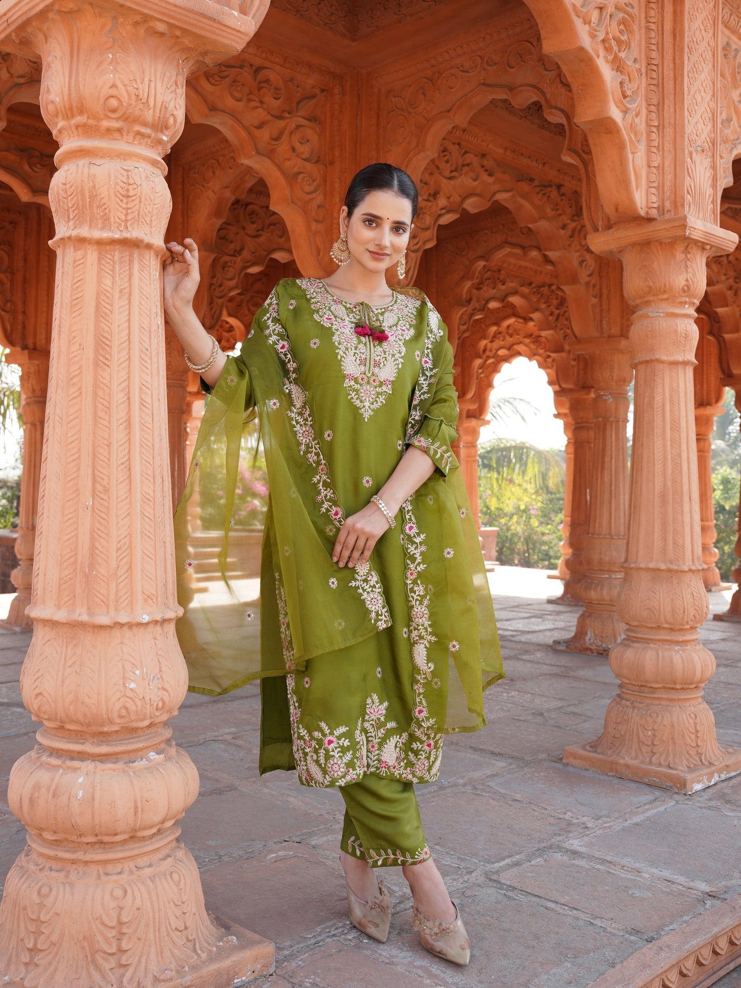 Charming Olive Ready to Wear Dress Geetha Creation