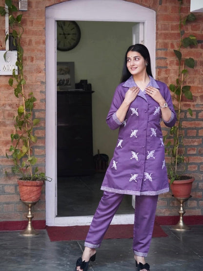 Majestic Mauve Cotton Silk Co-ord Set