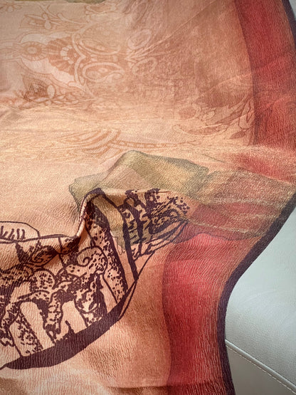 Lotus in Eethnic World in Tussar Tissue Crushed Saree Geetha Creation