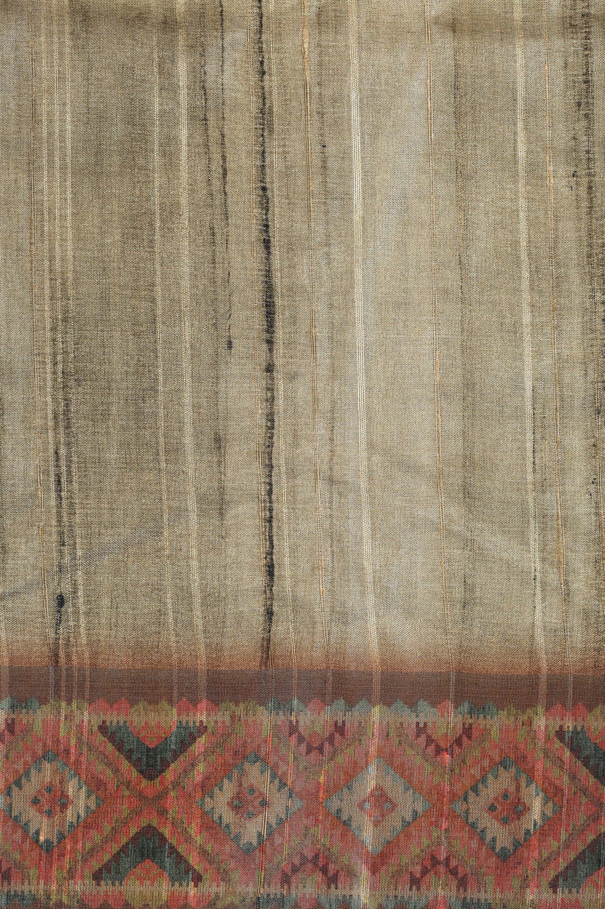 Chikoo Orange With Stylish Border Chapa Handloom Tussar Saree C1 Geetha Creation